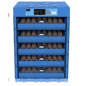 Electric egg incubator with 196-egg capacity for small poultry hatcheries.